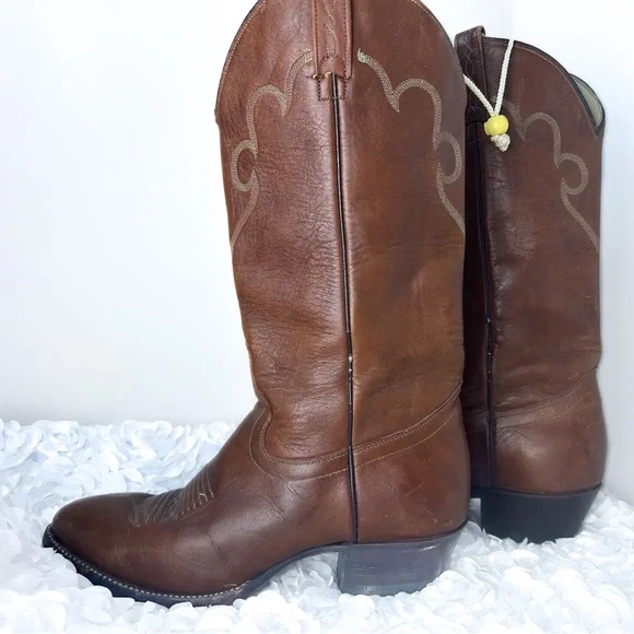 Vintage J. Chisholm Brown Leather Western Cowboy Boots Men\'s 8.5D J. Chisholm | Shoes | Vintage J Chisholm Western Cowboy  main image 4